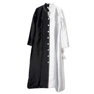 EY Signature Coat Dress Womens 8 Black White Rhinestone Cross Cuff Church Usher
